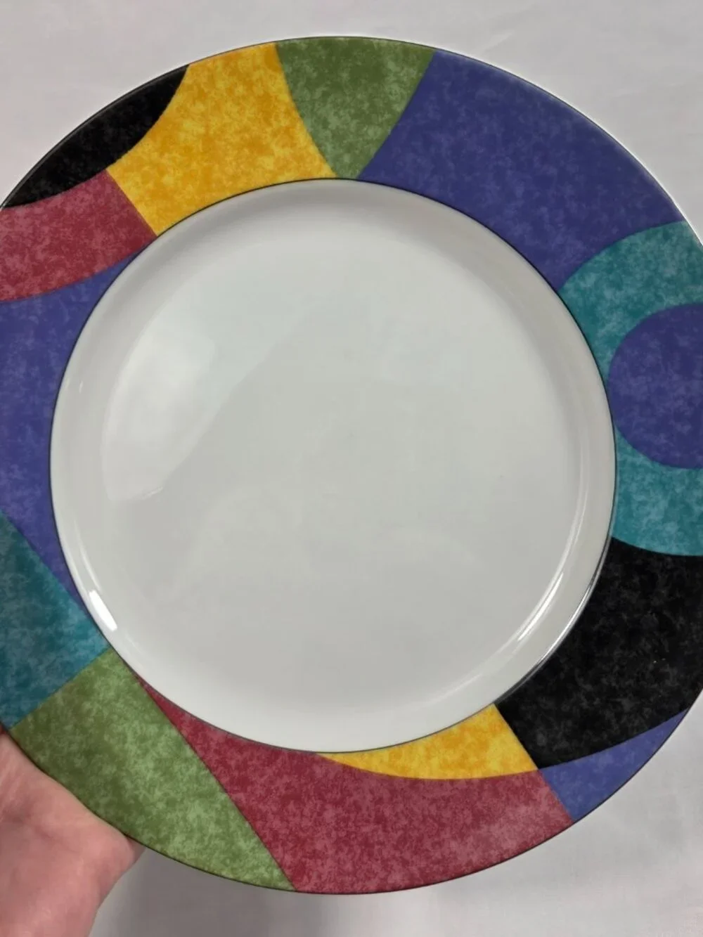 TWO Mikasa Currents (California Line) Salad Plates Multicolor Rims